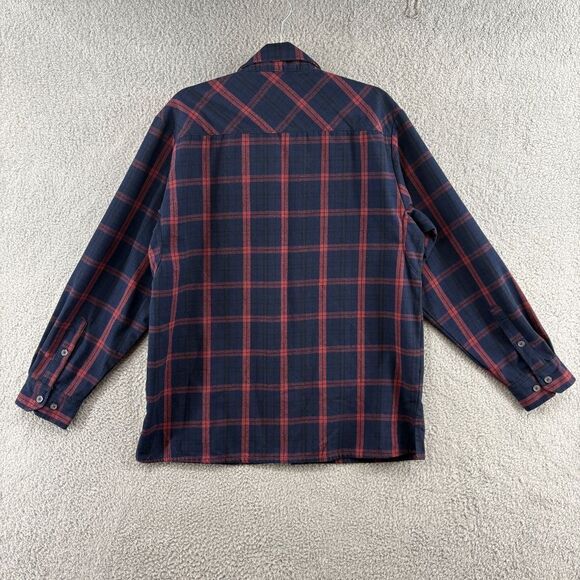 Vertx Shirt Mens Large Plaid Canyon River Flannel Long Sleeve Red Navy - Picture 2 of 9